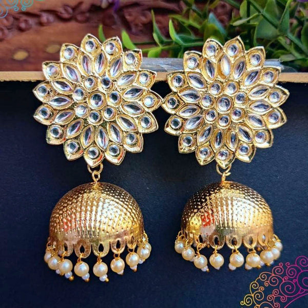 Manisha Jewellery Gold Plated Kundan Jhumki Earrings