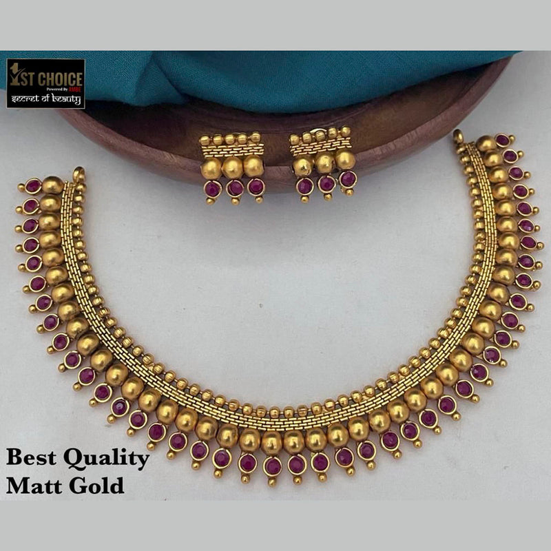 Manisha Jewellery Traditional Gold Plated Pota Stone Necklace Set