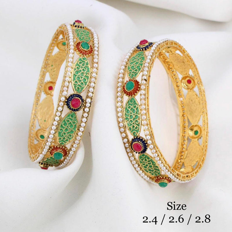 Manisha Jewellery Gold Plated Pota Stone Bangles Set