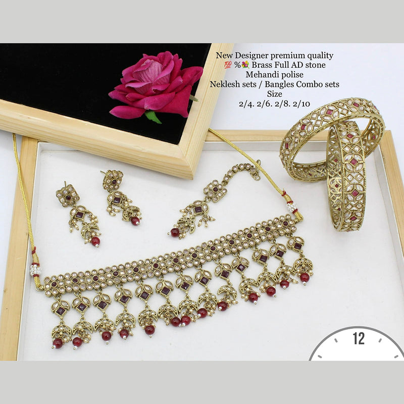 Manisha Jewellery Kundan Stone Necklace Set With Bangle