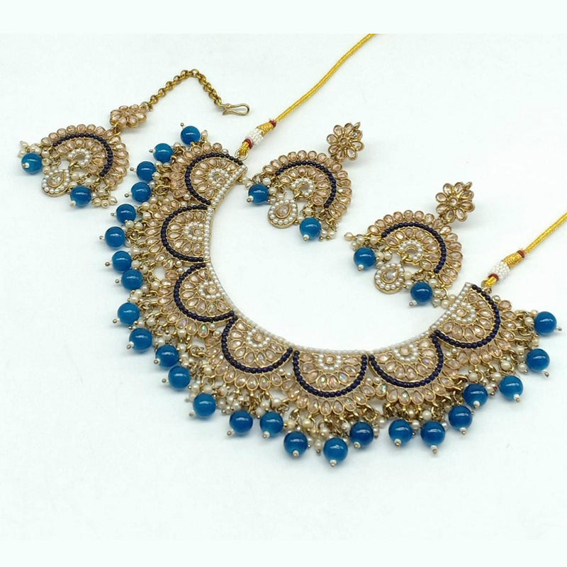 Manisha Jewellery Kundan Stone Gold Plated  Necklace Set