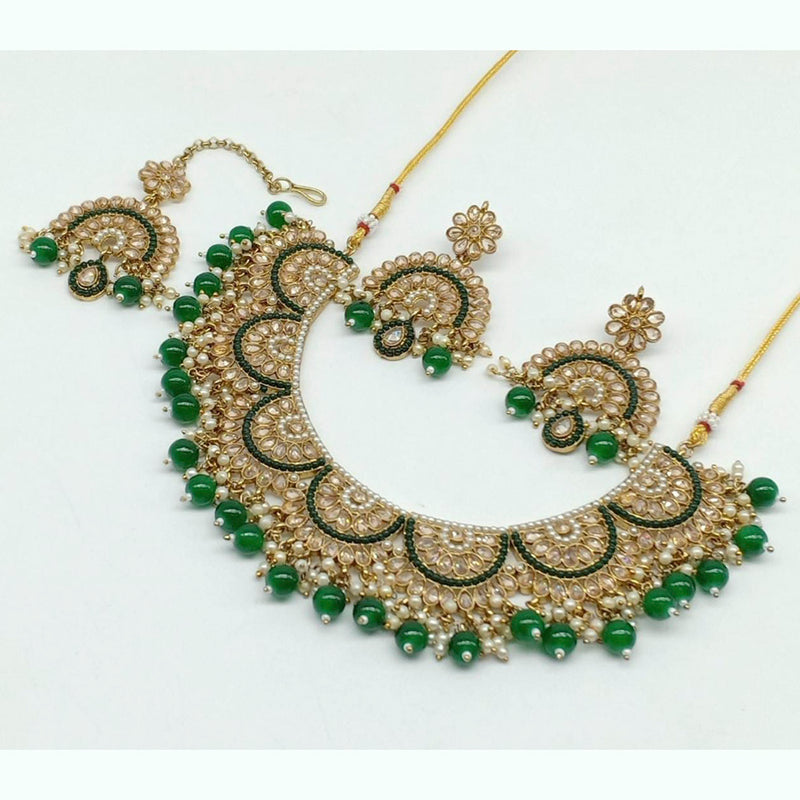 Manisha Jewellery Kundan Stone Gold Plated  Necklace Set