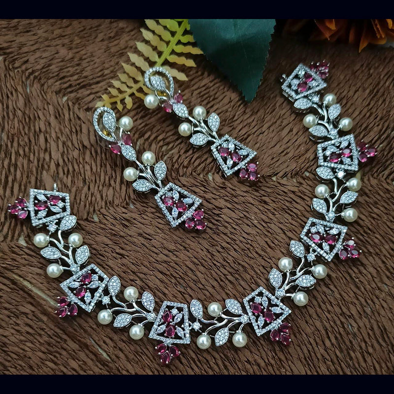 Manisha Jewellery AD Stone Silver Plated Necklace Set