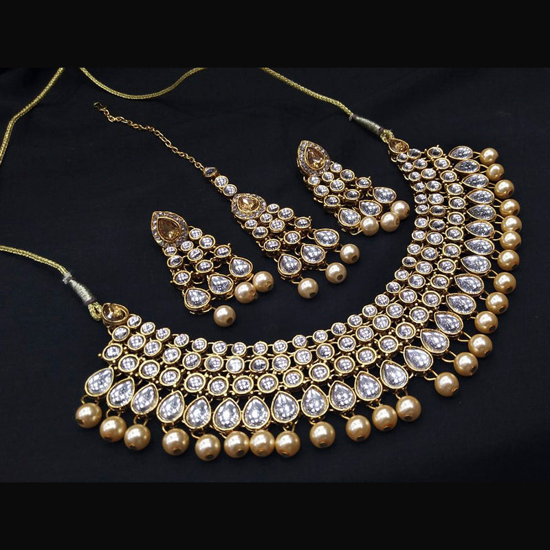 Manisha Jewellery Gold Plated Kundan Stone Necklace Set