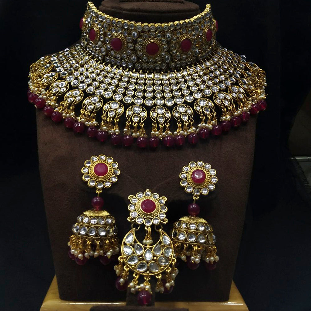 Manisha Jewellery Gold Plated Kundan Stone Necklace Set