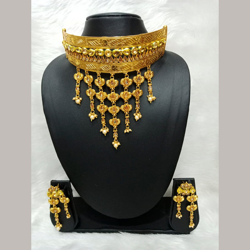 Manisha Jewellery Kundan Stone Gold Plated Choker Necklace Set