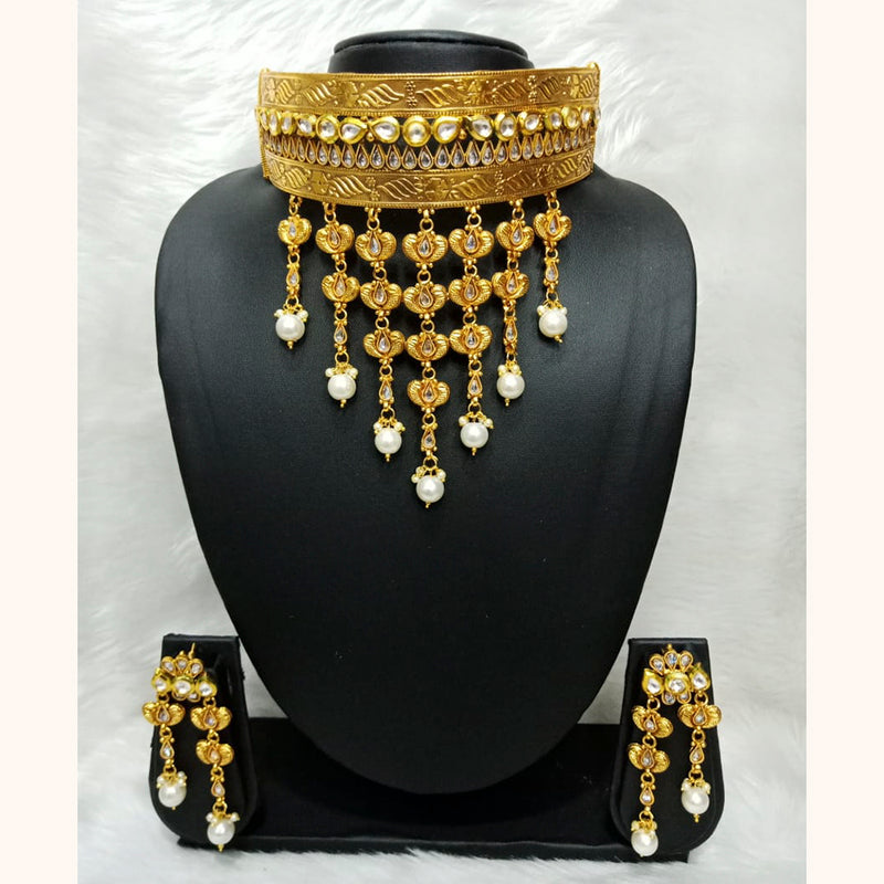 Manisha Jewellery Kundan Stone Gold Plated Choker Necklace Set