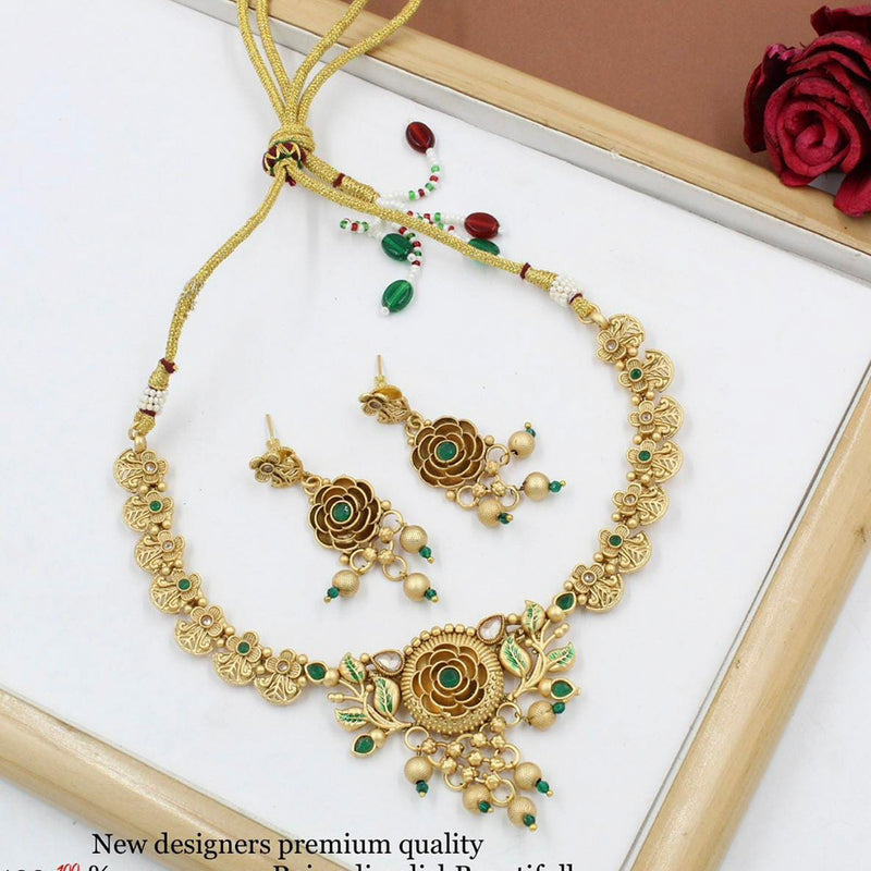 Manisha Jewellery Pota Stone Gold Plated  Necklace Set