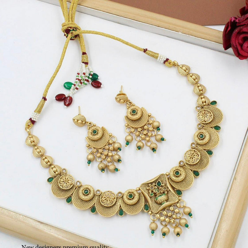 Manisha Jewellery Pota Stone Gold Plated  Necklace Set