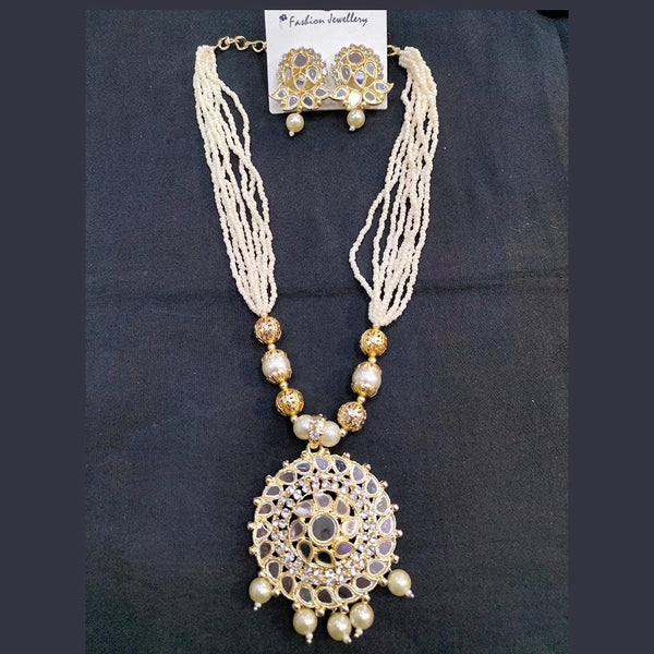 Manisha Jewellery Gold Plated Mirror & Beads Long Nacklace Set