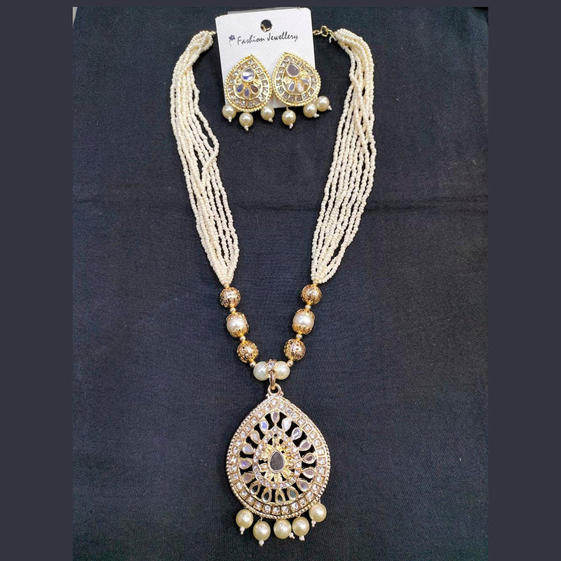 Manisha Jewellery Gold Plated Mirror & Beads Long Nacklace Set