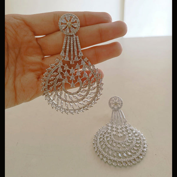 Manisha Jewellery Silver Plated AD Stone Dangler Earrings