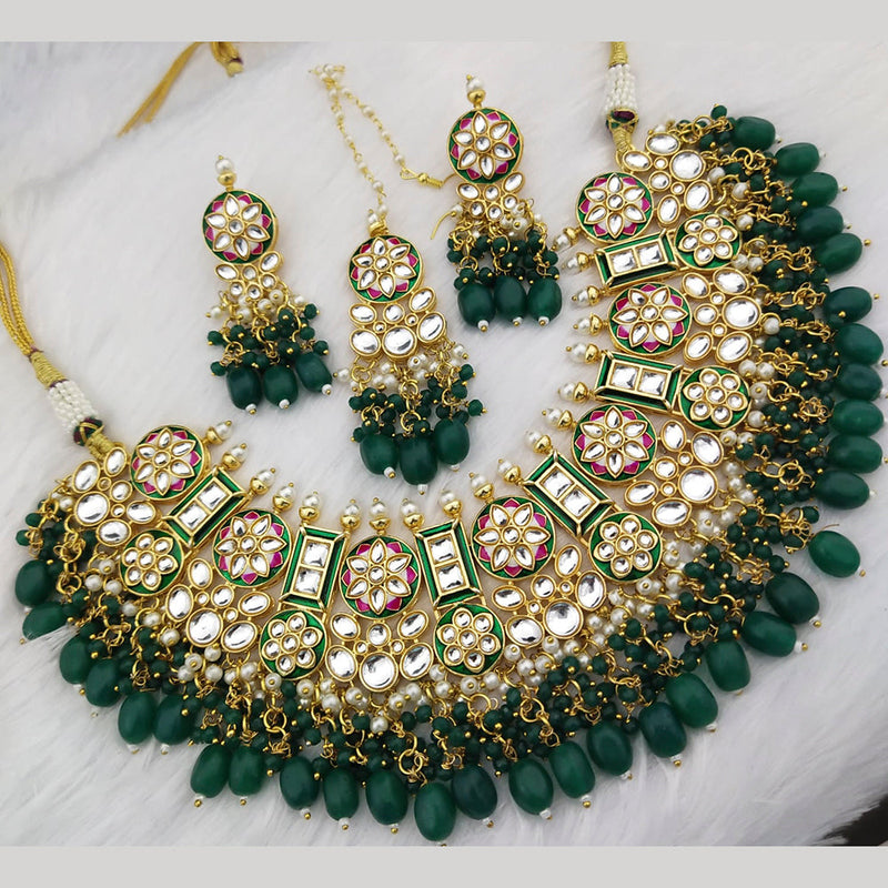 Manisha Jewellery Gold Plated Kundan Stone Pearl Meenakari  Choker Necklace Set