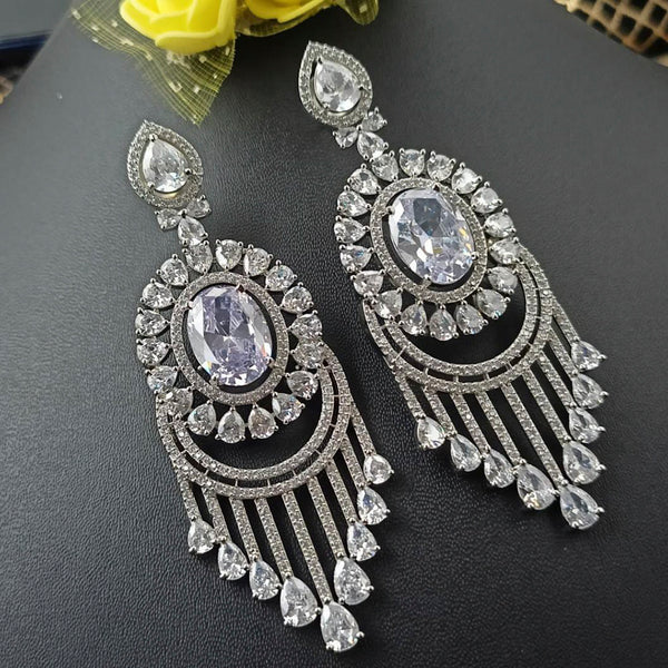 Manisha Jewellery Silver Plated AD Stone Dangler Earrings