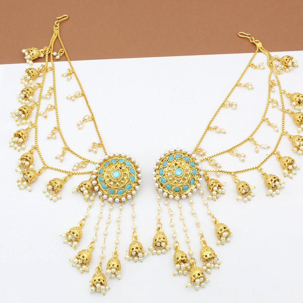 Manisha Jewellery Gold Plated Pearl And Kundan Kanchain Jhumki Earrings