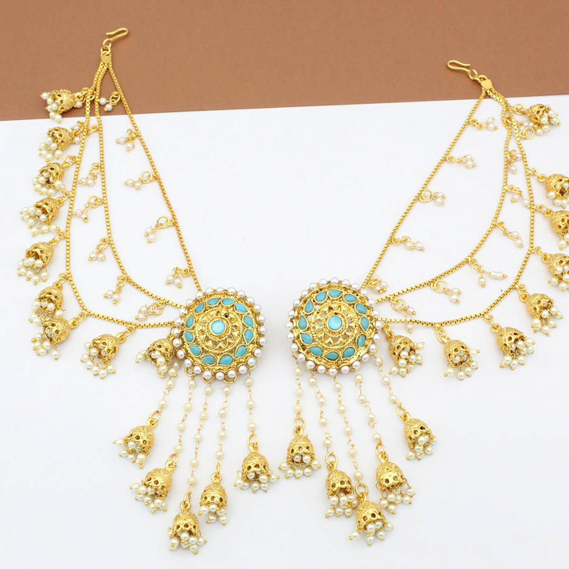 Manisha Jewellery Gold Plated Pearl And Kundan Kanchain Jhumki Earrings