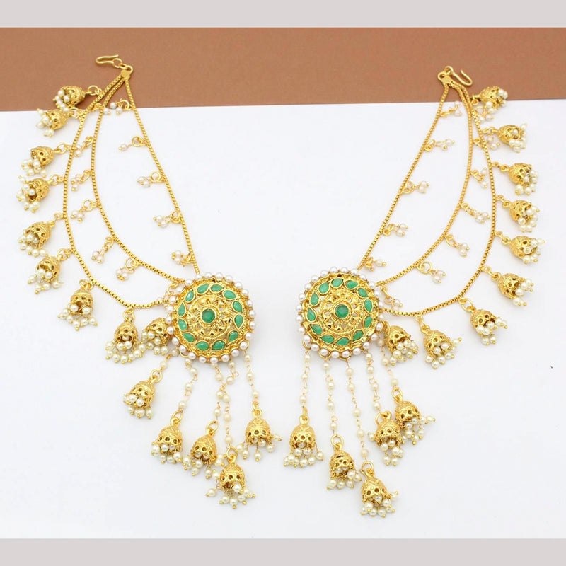 Manisha Jewellery Gold Plated Pearl And Kundan Kanchain Jhumki Earrings