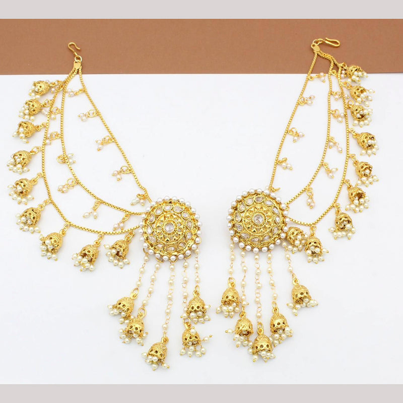 Manisha Jewellery Gold Plated Pearl And Kundan Kanchain Jhumki Earrings