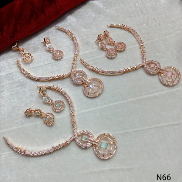 Manisha Jewellery Rose Gold Plated AD Stone Necklace Set