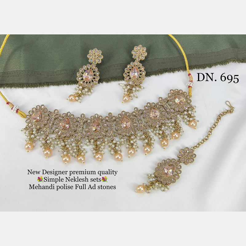 Manisha Jewellery Mehandi Polish AD Stone Necklace Set