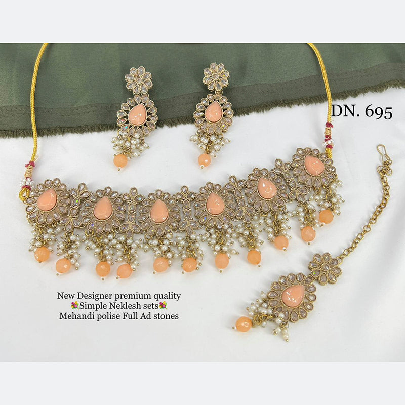 Manisha Jewellery Mehandi Polish AD Stone Necklace Set