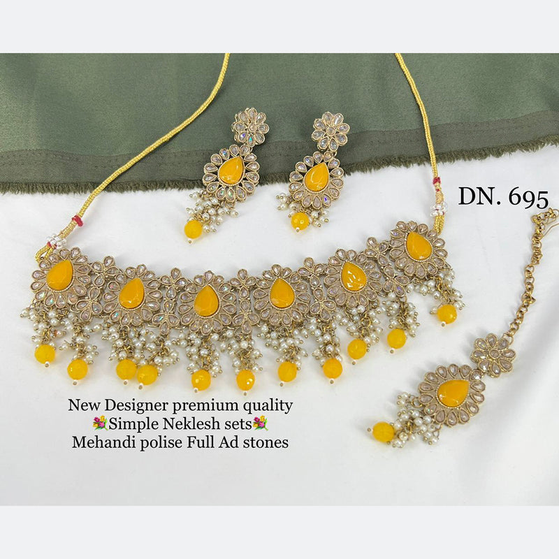 Manisha Jewellery Mehandi Polish AD Stone Necklace Set