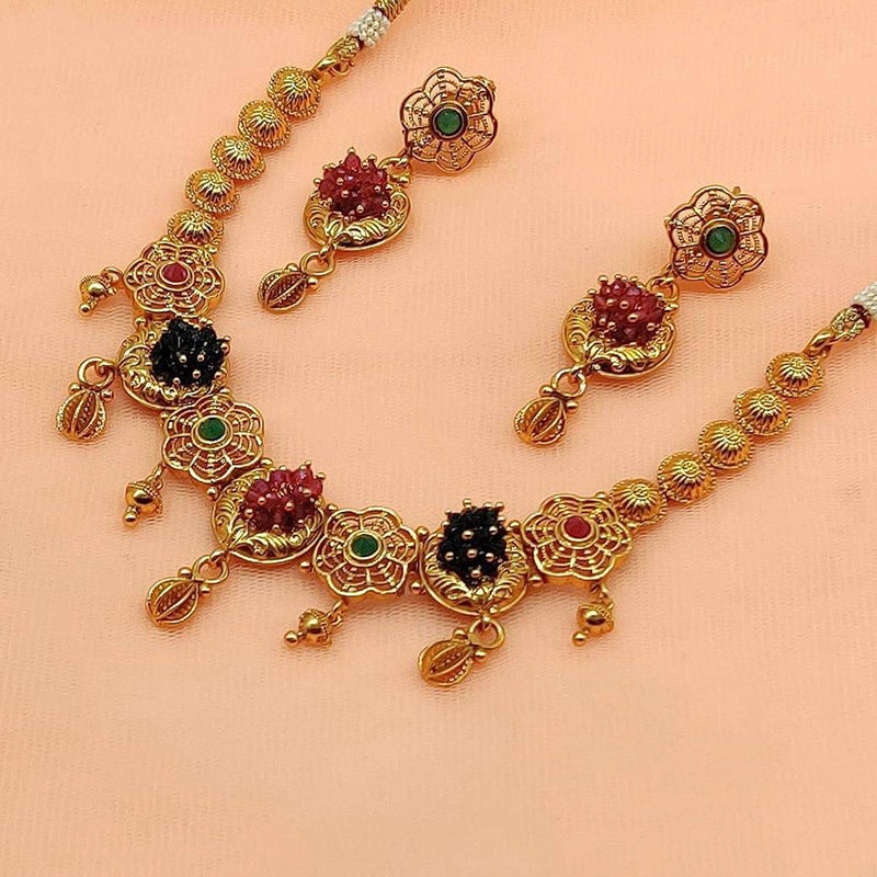 Manisha Jewellery Gold Plated Pota Stone Choker Necklace Set