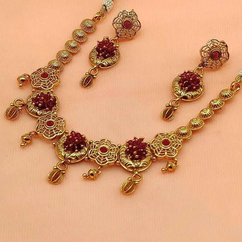 Manisha Jewellery Gold Plated Pota Stone Choker Necklace Set