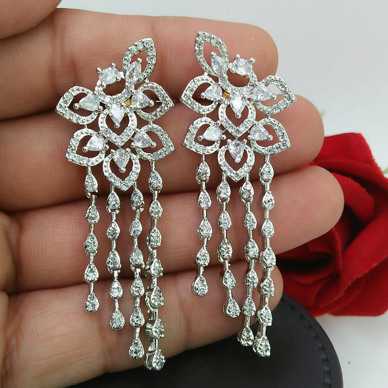 Manisha Jewellery Silver Plated AD Stone Dangler Earrings