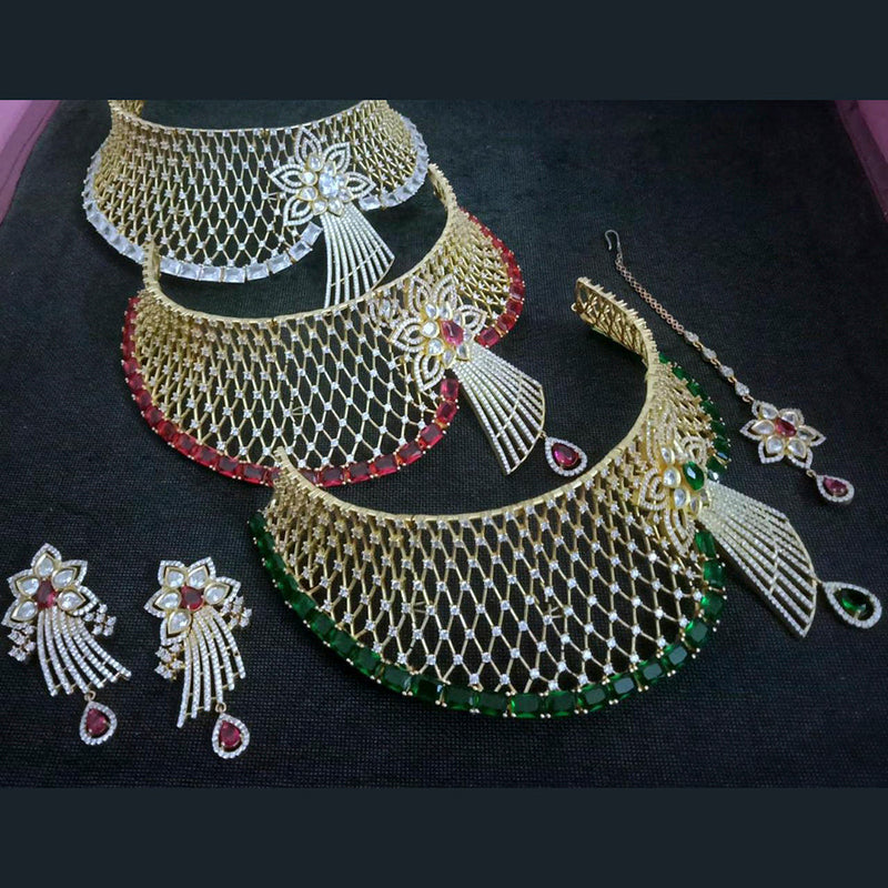 Manisha Jewellery Gold Plated AD Stone Necklace Set