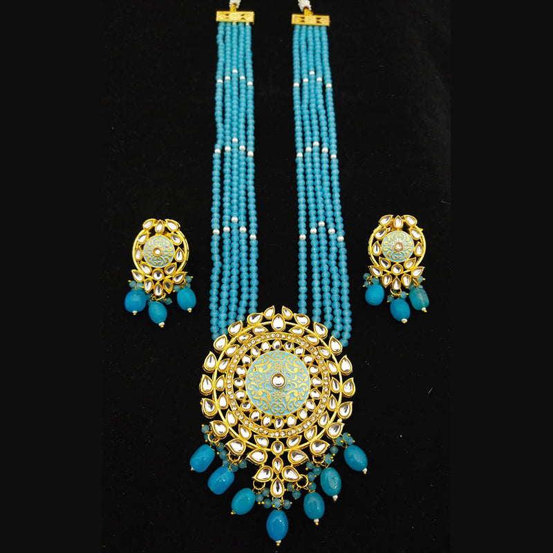 Manisha Jewellery Gold Plated Kundan Stone & Meenakari Long Necklace Set