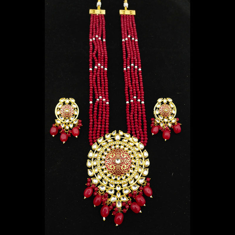 Manisha Jewellery Gold Plated Kundan Stone & Meenakari Long Necklace Set