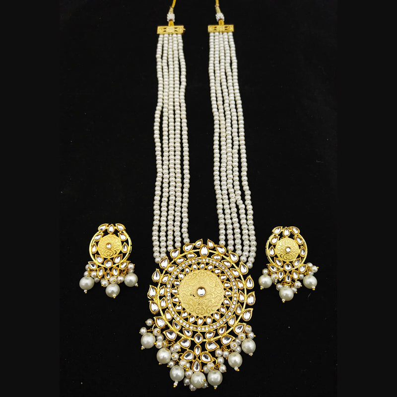 Manisha Jewellery Gold Plated Kundan Stone & Meenakari Long Necklace Set