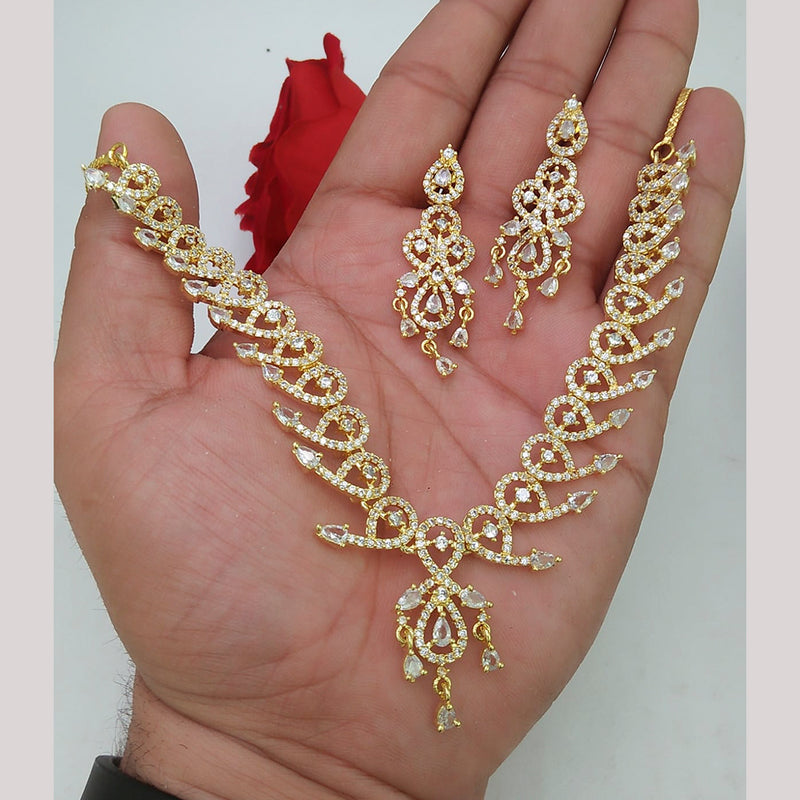 Manisha Jewellery Gold Plated AD Stone Necklace Set