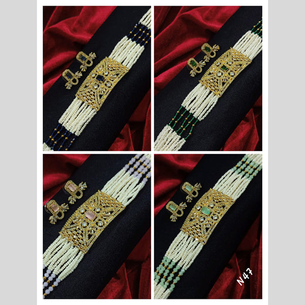 Manisha Jewellery Gold Plated AD Stone Choker Necklace Set