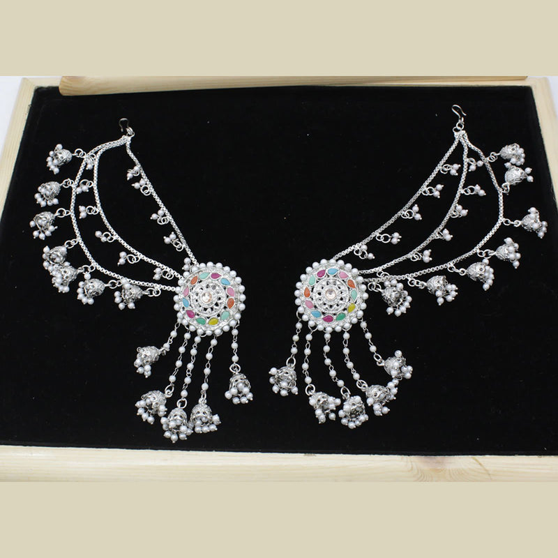 Manisha Jewellery Silver Plated Pota Stone & Pearl Kanchain Jhumki Earings