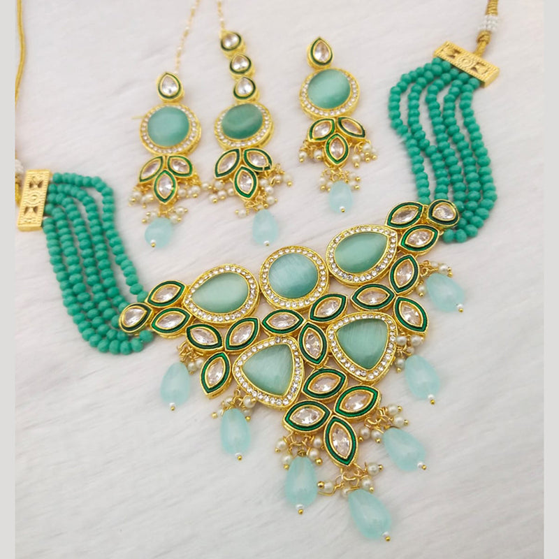 Manisha Jewellery Gold Plated Crystal Stone & Beads Necklace Set