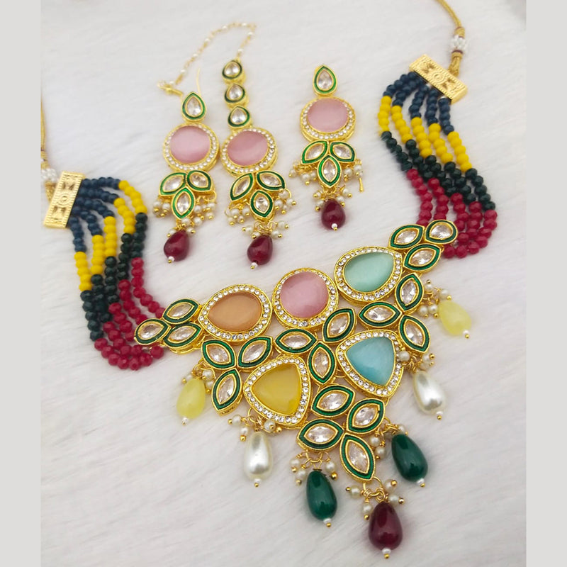 Manisha Jewellery Gold Plated Crystal Stone & Beads Necklace Set