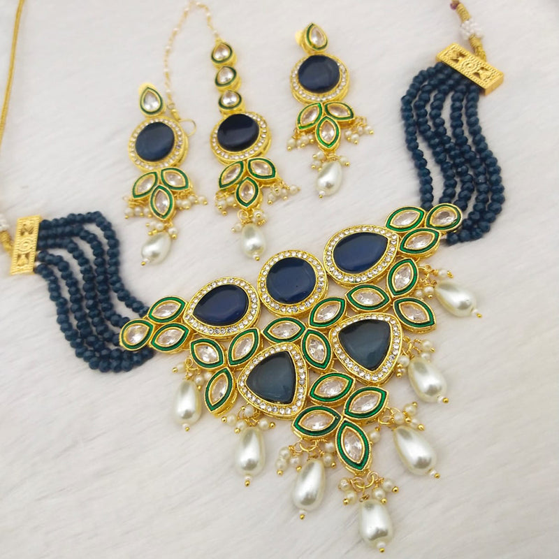 Manisha Jewellery Gold Plated Crystal Stone & Beads Necklace Set