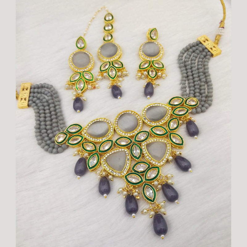 Manisha Jewellery Gold Plated Crystal Stone & Beads Necklace Set