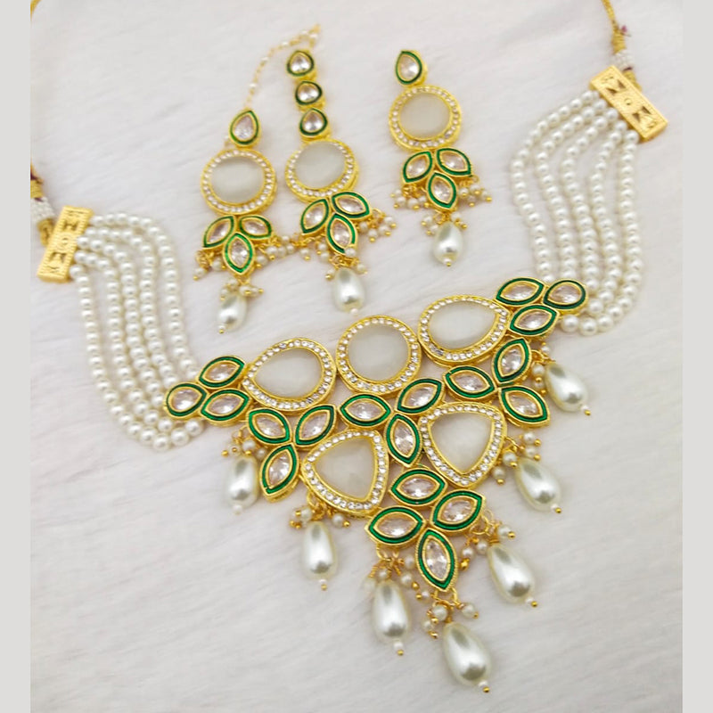 Manisha Jewellery Gold Plated Crystal Stone & Beads Necklace Set