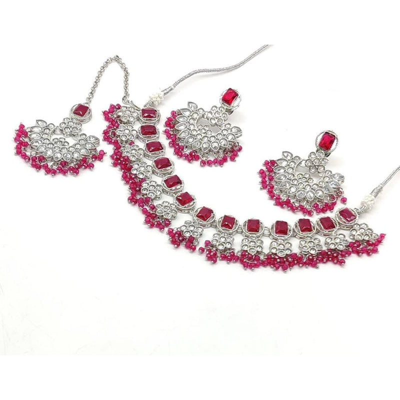 Manisha Jewellery Silver Plated Crystal Stone Choker Necklace Set