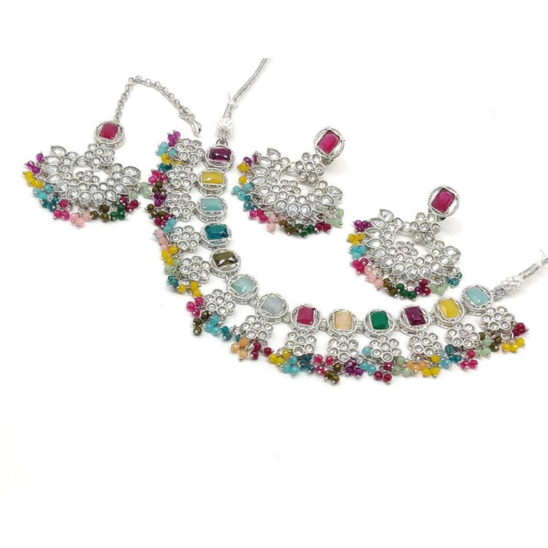 Manisha Jewellery Silver Plated Crystal Stone Choker Necklace Set