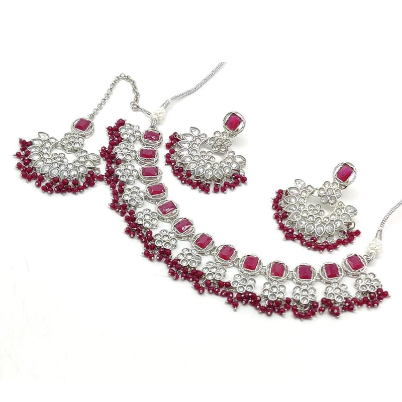 Manisha Jewellery Silver Plated Crystal Stone Choker Necklace Set