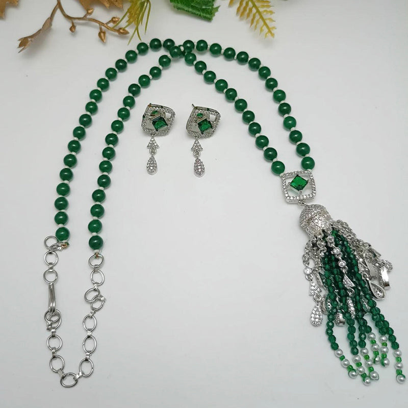 Manisha Jewellery  AD Stone & Beads Long Necklace Set