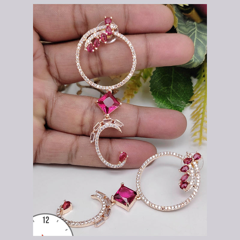 Manisha Jewellery Rose Gold Plated AD Stone Dangler Earrings