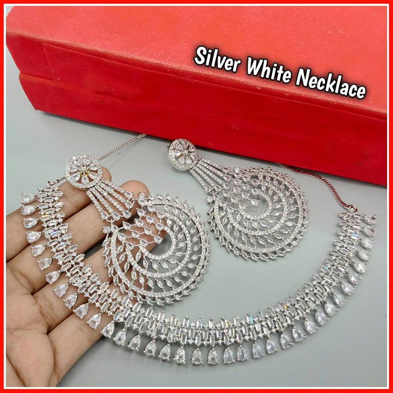 Manisha Jewellery Silver Plated AD Stone Necklace Set