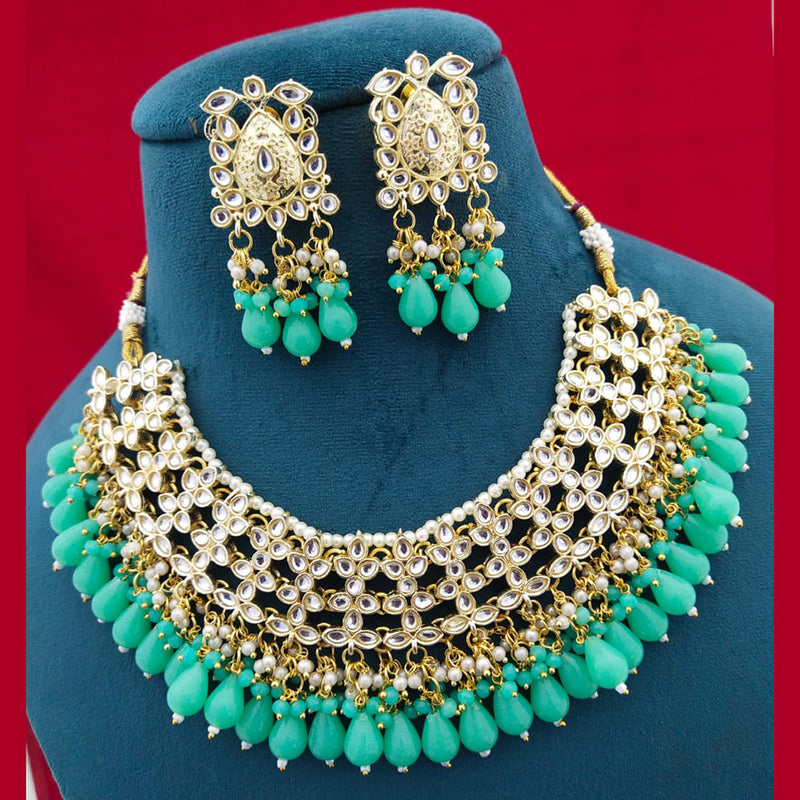 Manisha Jewellery Gold Plated Kundan Stone & Beads Necklace Set