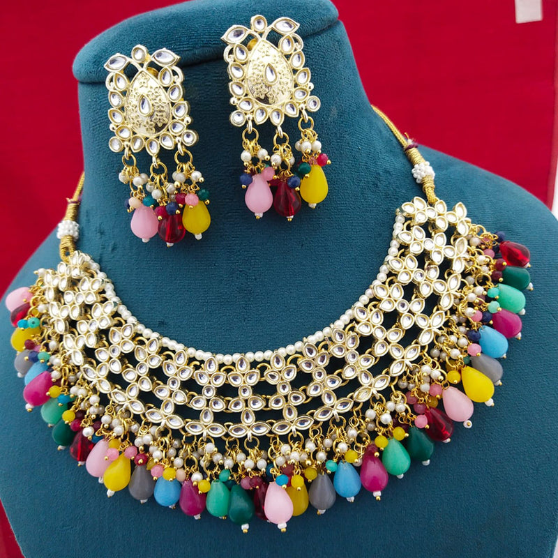 Manisha Jewellery Gold Plated Kundan Stone & Beads Necklace Set