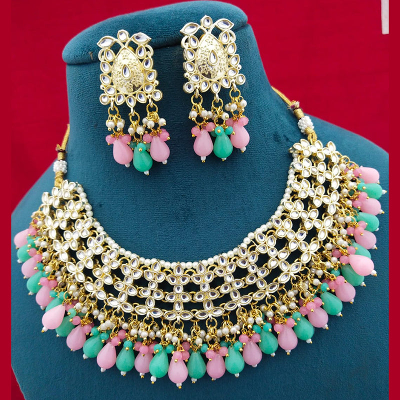 Manisha Jewellery Gold Plated Kundan Stone & Beads Necklace Set